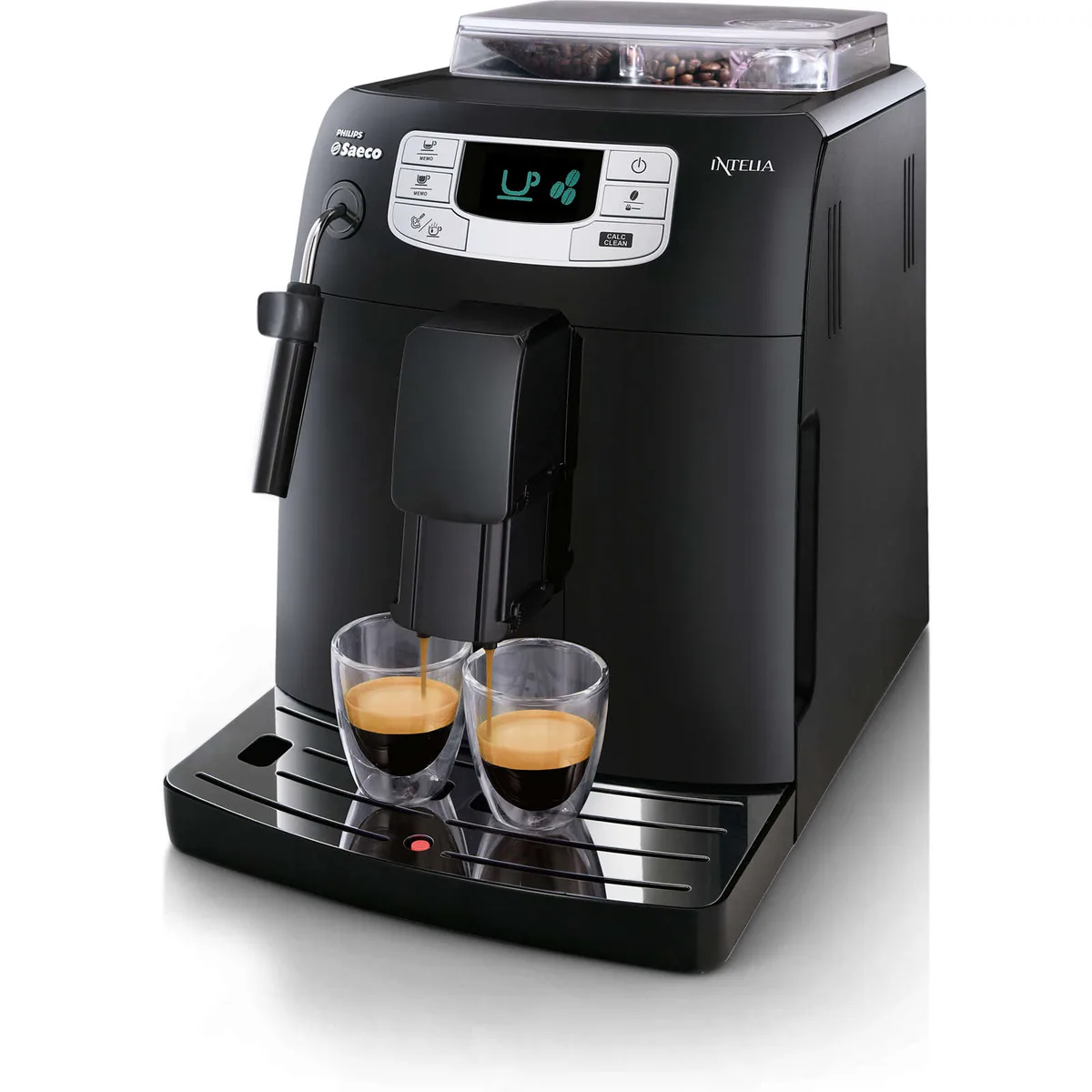 Cafetera superautomática Saeco Intelia HD8751 sirviendo dos espressos